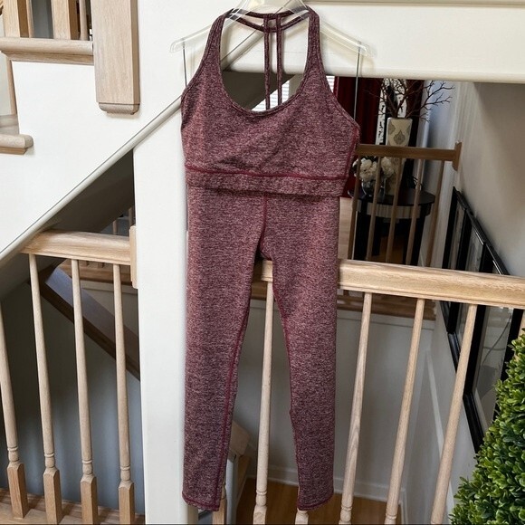 Whisper Activewear Anna Bra and Legging Set in Heathered Plum L NWOT - Picture 3 of 10